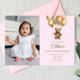 Boho Teddy Bear Beary Erster Geburtstag Party Einladung