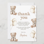 Boho Teddy Bear Beary First 1st Birthday Party Dankeskarte (Vorderseite)