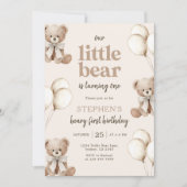 Boho Teddy Bear Beary First 1st Birthday Party Einladung (Vorderseite)