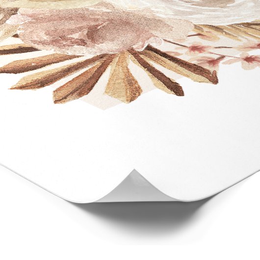 Boho Teddy Bear Begrüßung Babydusche Zeichen Poster (Ecke)