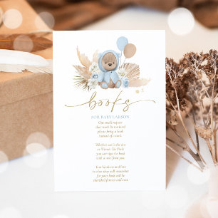 Boho Teddy Bear Blue Baby Shower Books For Baby Begleitkarte