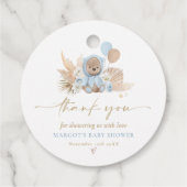 Boho Teddy Bear Blue Bearly Wait Baby Dusche Geschenkanhänger (Rückseite)