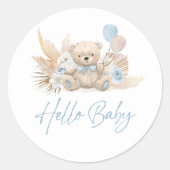 Boho Teddy Bear Blue Bearly Wait Baby Shooting Fav Runder Aufkleber (Vorderseite)