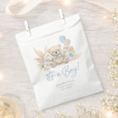 Boho Teddy Bear Boy Blue Bearly Wait Baby Dusche Geschenktütchen (Ausgeschnitten)