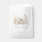 Boho Teddy Bear Boy Blue Bearly Wait Baby Dusche Geschenktütchen (Vorderseite)
