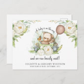 Boho Teddy Bear Brown Sage Green Vorwarte Ankündigungspostkarte (Vorne/Hinten)