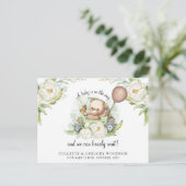 Boho Teddy Bear Brown Sage Green Vorwarte Ankündigungspostkarte (Stehend Vorderseite)
