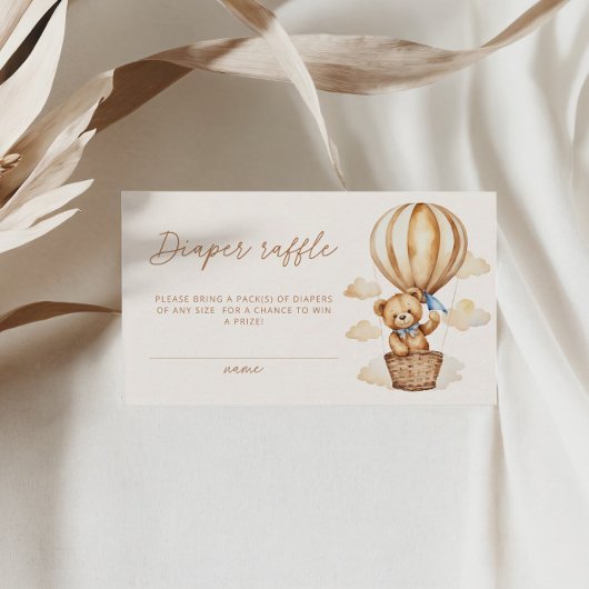 Boho Teddy Bear Diaper Raffle Baby Dusche Begleitkarte
