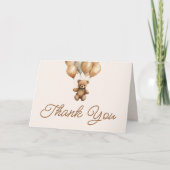 Boho Teddy Bear erste Geburtstagspartei Dankeskarte (Vorderseite)