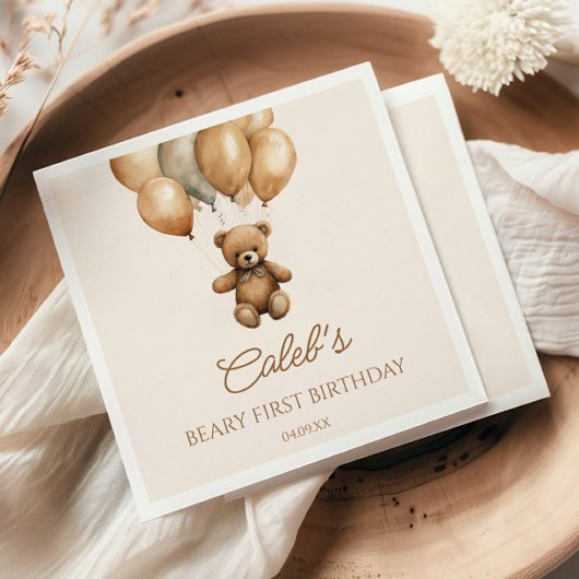 Boho Teddy Bear erste Geburtstagspartei Serviette