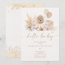 Boho Teddy Bear Gender Neutral Bear Baby Dusche Einladung