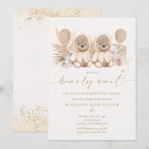 Boho Teddy Bear Gender Neutral Twin Baby Dusche