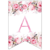 Boho Teddy Bear Girl Pink Bear Floral Birthday Wimpelkette (Dritte Fahne)