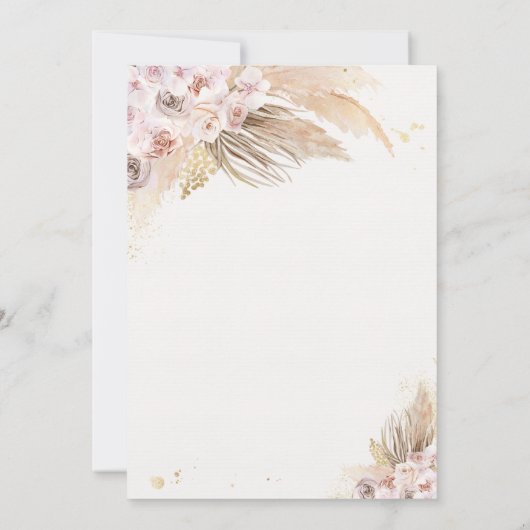 Boho Teddy Bear Girl Pink Bearly Wait Baby Dusche Einladung (Rückseite)