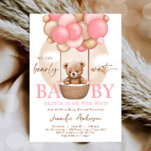Boho Teddy Bear Girl Pink Bearly Wait Baby Dusche