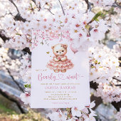 Boho Teddy Bear Girl Pink Bearly Wait Baby Dusche Einladung