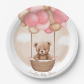 Boho Teddy Bear Girl Pink Bearly Wait Baby Dusche Pappteller (Vorderseite)
