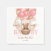 Boho Teddy Bear Girl Pink Bearly Wait Baby Dusche Serviette (Vorderseite)