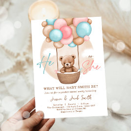 Boho Teddy Bear He She Boy oder Girl Gender Reveal Einladung