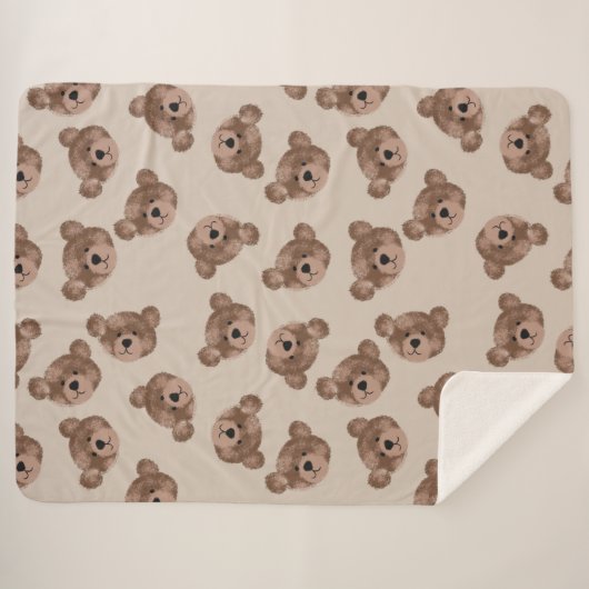 Boho Teddy Bear Kids Sherpadecke (Vorderseite (Horizontal))