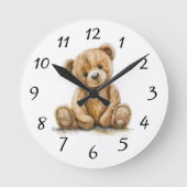 Boho Teddy Bear Kinderzimmer Wall Clock Runde Wanduhr (Vorderseite)