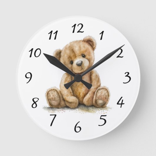 Boho Teddy Bear Kinderzimmer Wall Clock Runde Wanduhr (Vorderseite)