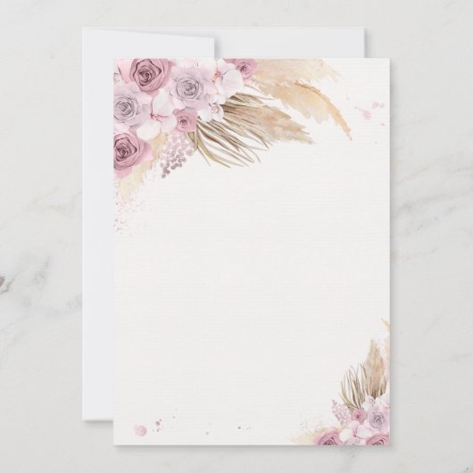 Boho Teddy Bear Mauve Pink Bearly Wait Baby Dusche Einladung (Rückseite)