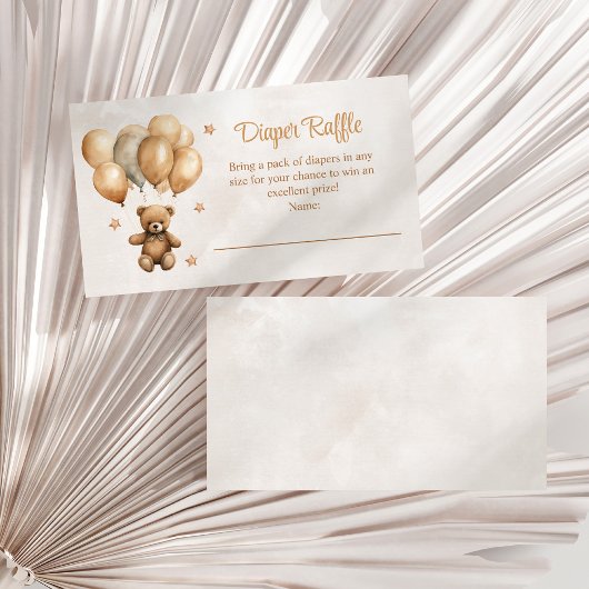 Boho Teddy Bear mit Balloons Diaper Raffle Begleitkarte