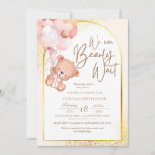 Boho Teddy Bear Moderne und niedliche Babydusche Einladung (Vorderseite)