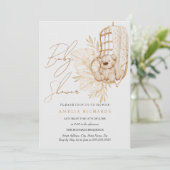 Boho Teddy Bear Neutral Baby Dusche Einladung (Stehend Vorderseite)