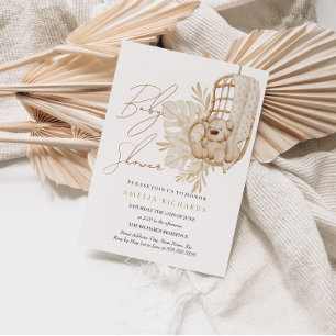 Boho Teddy Bear Neutral Baby Dusche Einladung