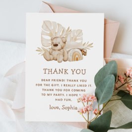 Boho Teddy Bear | Niedlich Soft Kindergeburtstag P Dankeskarte