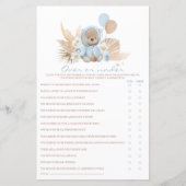 Boho Teddy Bear Ober oder unter Baby Showspiel (Vorderseite)