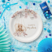 Boho Teddy Bear Pampas Blume Babydusche Pappteller (Party)
