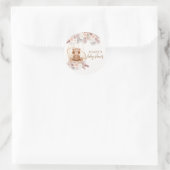 Boho Teddy Bear Pampas Blume Babydusche Runder Aufkleber (Tasche)