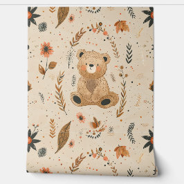 Boho Teddy Bear Pattern Baby Kinderzimmer Room Tapete