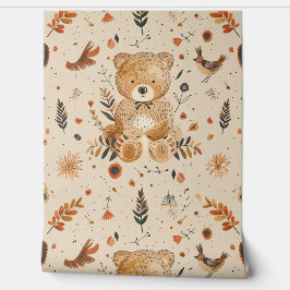 Boho Teddy Bear Pattern Baby Kinderzimmer Room Tapete