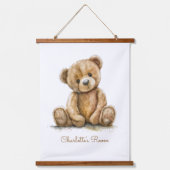 Boho Teddy Bear Personalisiert Kinderzimmer Wandteppich Mit Holzrahmen (Vorderseite)