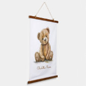 Boho Teddy Bear Personalisiert Kinderzimmer Wandteppich Mit Holzrahmen (Gewinkelt)