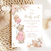 Boho Teddy Bear Picnic Girl Pink Babydusche Einladung