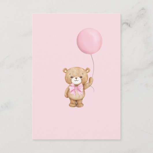 Boho Teddy Bear Pink Balloon Bücher für Baby Girl Begleitkarte (Rückseite)