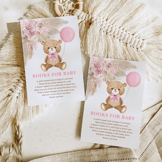 Boho Teddy Bear Pink Balloon Bücher für Baby Girl Begleitkarte