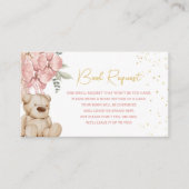 Boho Teddy Bear Pink und Gold Book Request Begleitkarte (Vorderseite)