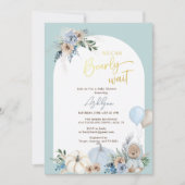 Boho Teddy Bear Pumpkin Boy Bearly Baby Shower Einladung (Vorderseite)