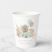 Boho Teddy Bear Sage Green Baby Dusche Party Pappbecher (Vorderseite)