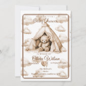  Boho Teddy Bear Theme Baby Shower Invitation Einladung (Vorderseite)