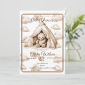  Boho Teddy Bear Theme Baby Shower Invitation Einladung (Stehend Vorderseite)