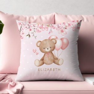 Boho Teddy Bear Watercolor Blume Personalisiert Kissen