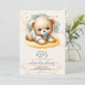 Boho Teddy Bear wir können frühes Abwarten Baby Du Einladung (Stehend Vorderseite)