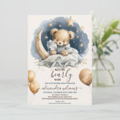 Boho Teddy Bear wir können frühes Abwarten Baby Du Einladung (Stehend Vorderseite)